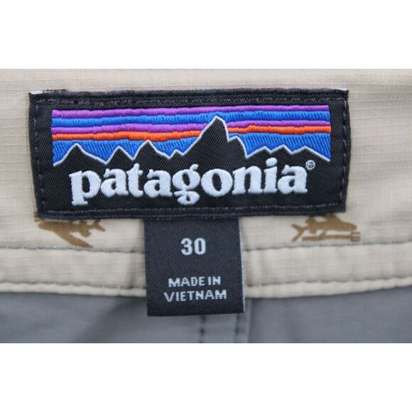 Patagonia Board Shorts Mens 30 Gray Zip Pocket Swim 20" Surf Nylon Inseam 10" - Picture 6 of 7